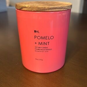 New W+L Pomelo & Mint Soy Wax Candle in beautiful container with wooden lid